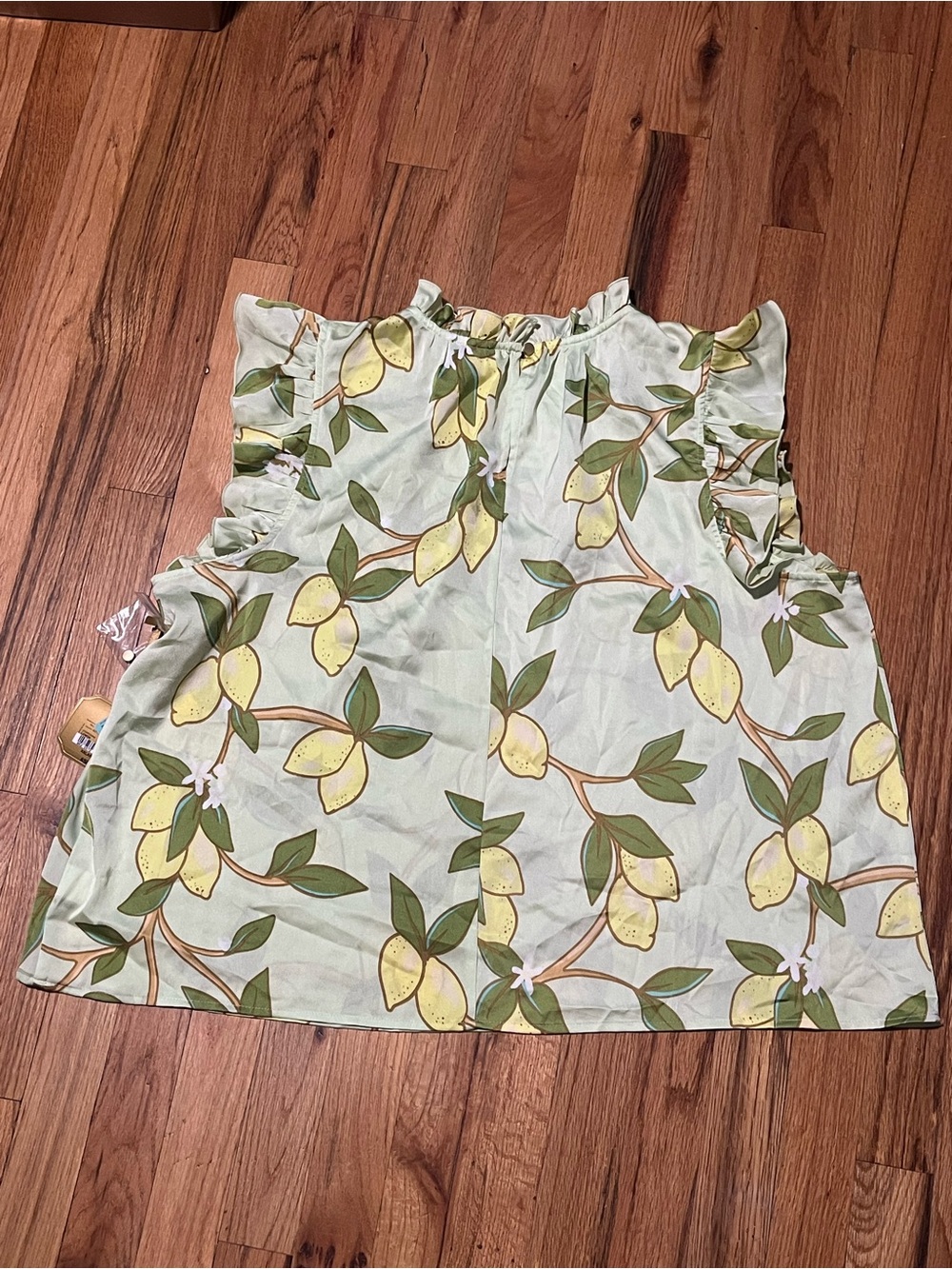 Ryegrass Lemon Print Ruffle Neck Blouse XXL NWT Cottagecore - Picture 3 of 5